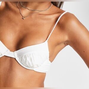 Fashion Union Exclusive | Ruched Underwire Bikini Top | White | Women’s 6 & 8